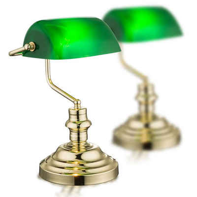 bmf-versand Tischleuchte Tischlampe Tischleuchte 2er Set Schreibtischlampe retro Banker Lampe