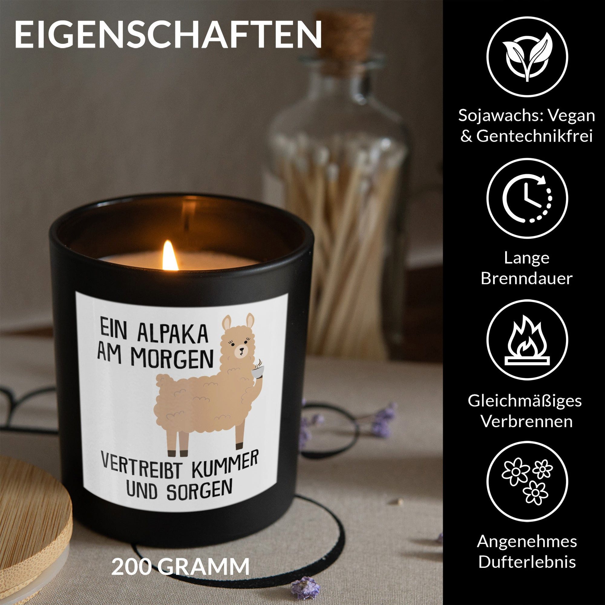 22Feels Duftkerze Deko Alpaka Lustig Süß Tier Geschenk Frauen Männer Couch Humor, MADE IN GERMANY, Europäisches Sojawachs, Handgegossen – Bild 2 von 5