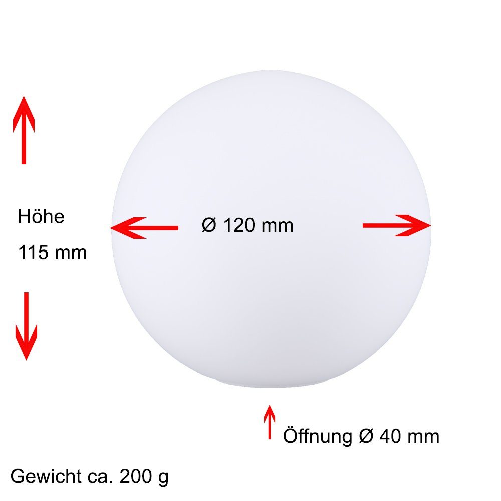 Home4Living Lampenschirm Kugelglas Weiß matt Ø 120mm Lampenglas Ersatzglas, Kugelform