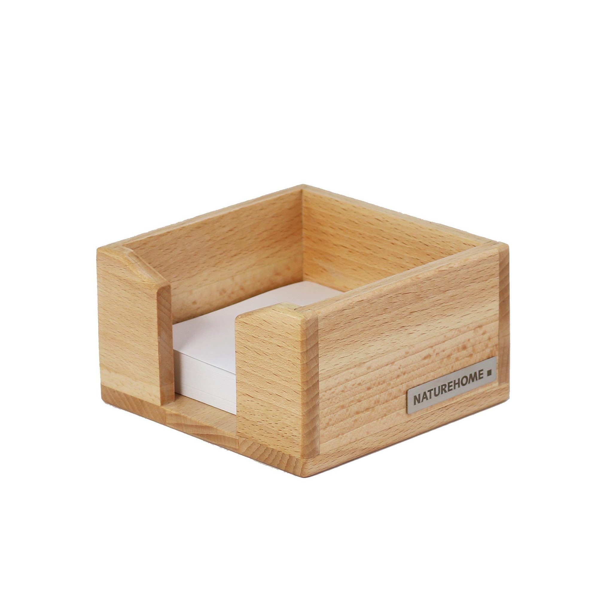 NATUREHOME Zettelkasten ECO Zettelbox Buche, 11,5 x 11,5 x 6,5 cm, Handarbeit, Massivholz, Vegan