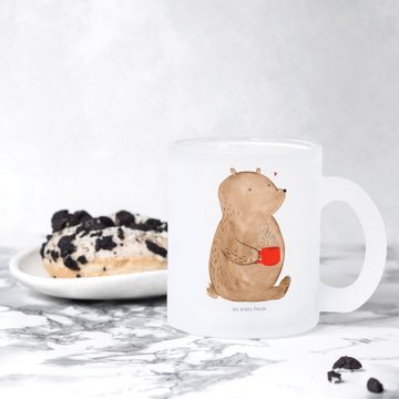 Mr. & Mrs. Panda Teeglas Bär Kaffee - Transparent - Geschenk, Teetasse aus Glas, Motivation, G, Premium Glas, Liebevolles Design