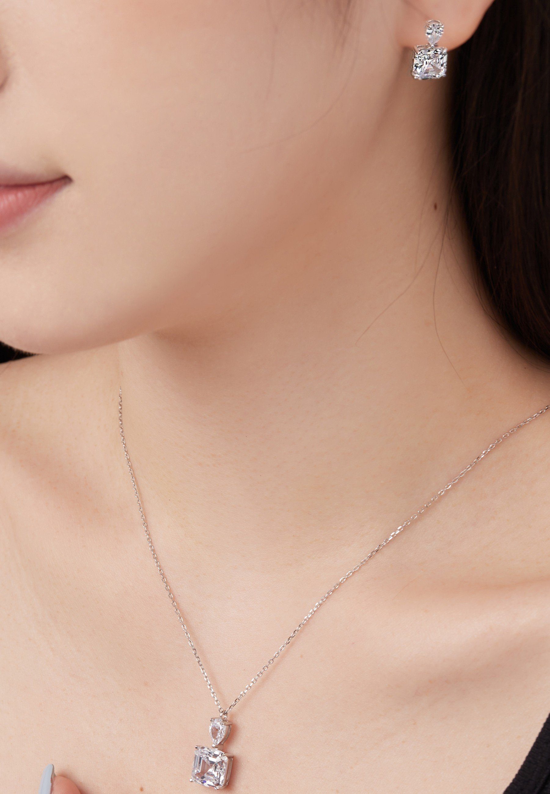 BRELLATO Schmuckset Set Glitzer Damen Kristall Halskette Anhänger Ohrstecke günstig online kaufen