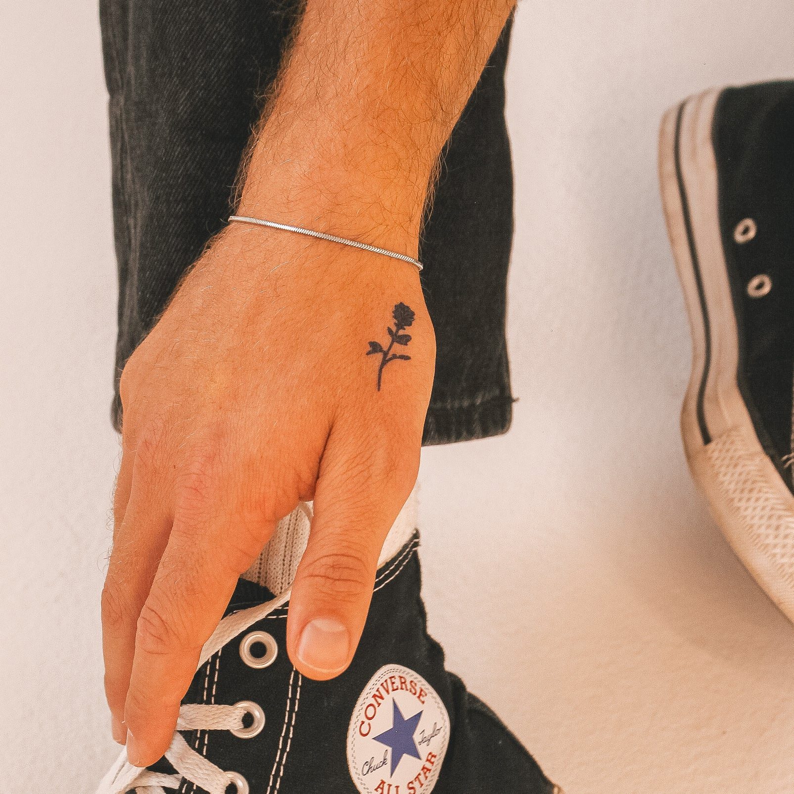Inkster Schmuck-Tattoo Kleine Rose ausgefüllt Tattoo, wasserfestes temporäres Tattoo, 2 Wochen Halt