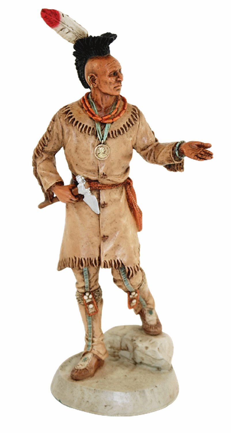 Castagna Dekofigur Skulptur Figur Black Hawk Häuptling Fox H 23 cm Limitierte Kollektion