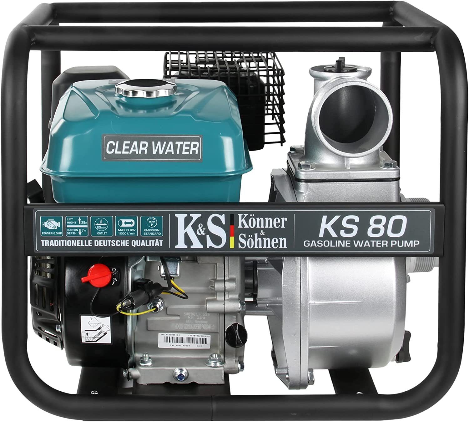 Könner & Söhnen Gartenpumpe KS 80 (wasser pumpen garten,motor pumpe für brunnen, 1-tlg., benzin 4 takt,benzin schmutzwasserpumpe), sind ideal geeignet für Landhäuser,Villas