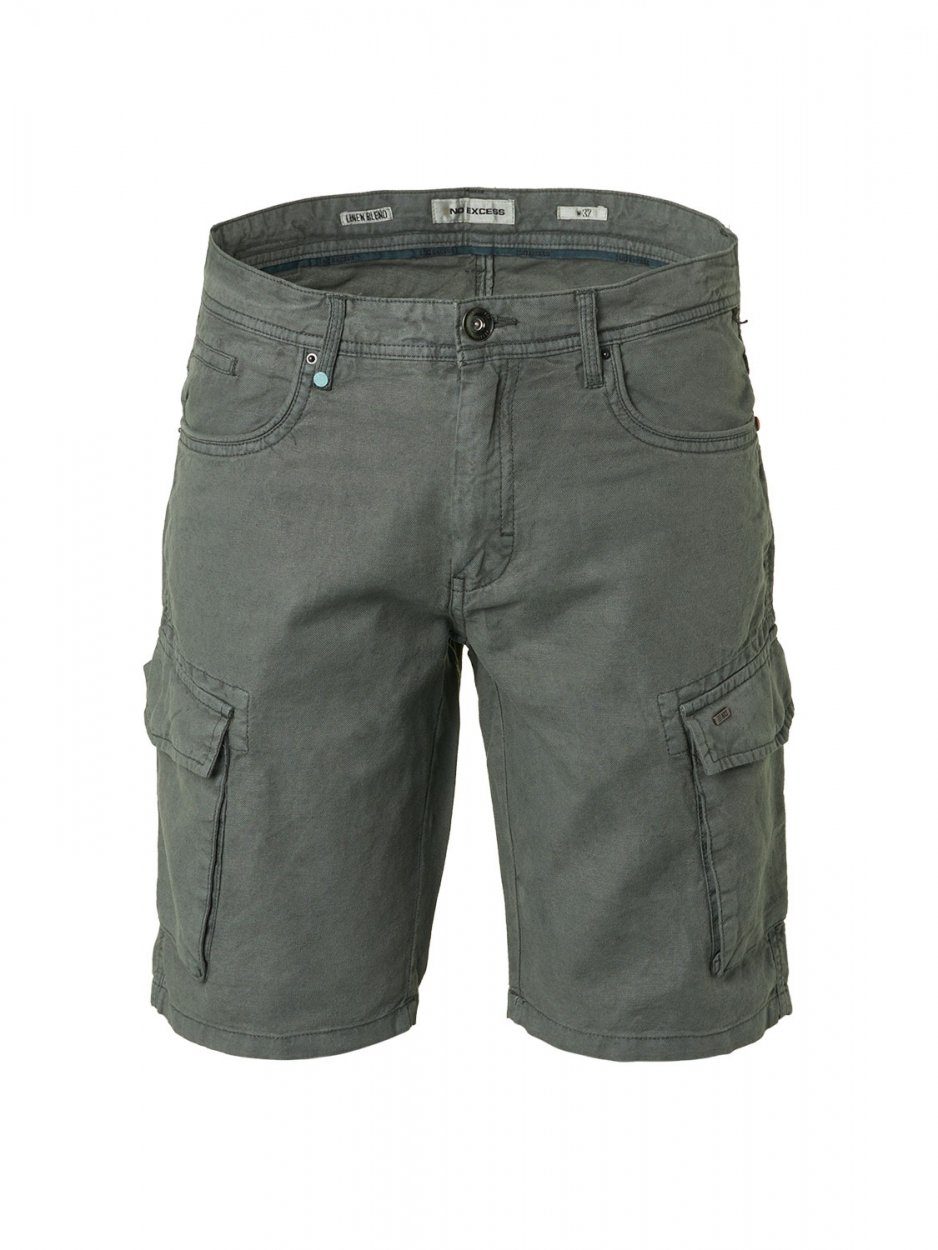 NO Linen Garment Short dark Bermudas With Cargo seagreen Dyed EXCESS