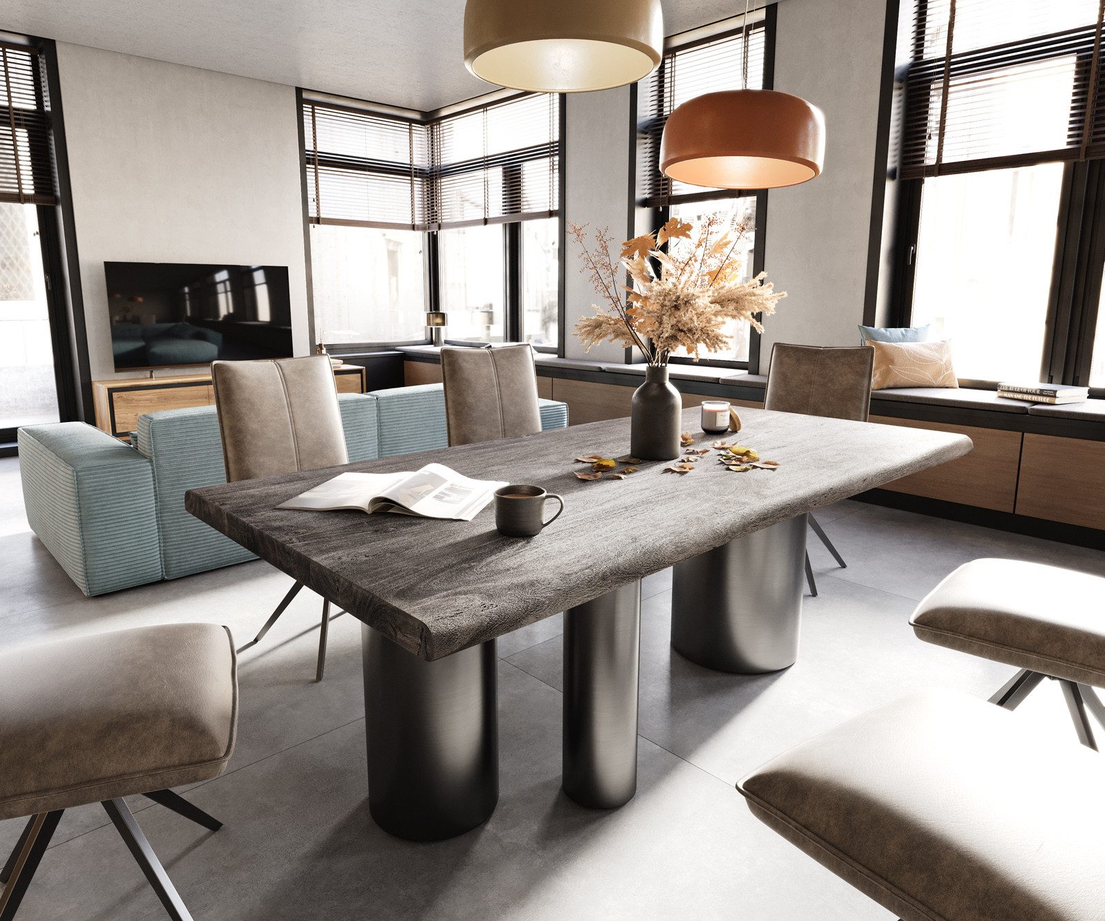 DELIFE Esstisch Edge, Akazie Platin 200x100 günstig online kaufen