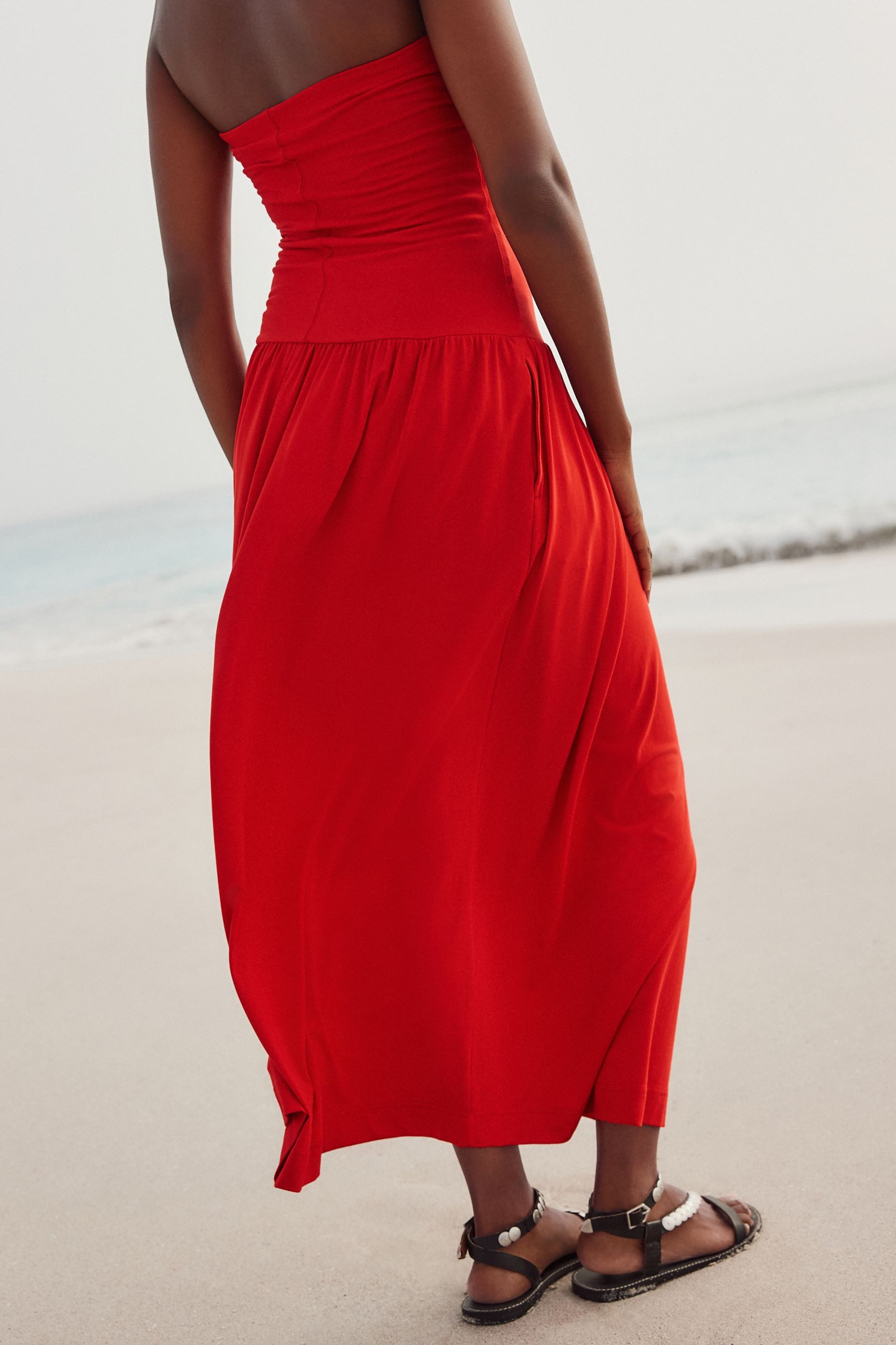 Next Jerseykleid Bandeau-Maxikleid aus Jersey mit tieferTaille (1-tlg) günstig online kaufen