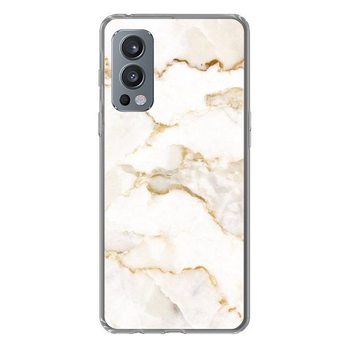MuchoWow Handyhülle Marmor - Limette - Gold - Luxus - Marmoroptik - Weiß Phone Case Handyhülle OnePlus Nord 2 Silikon Schutzhülle