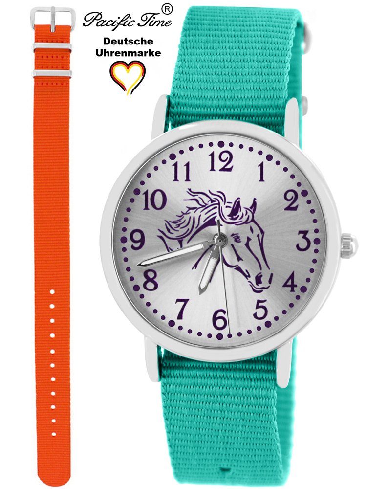Pacific Quarzuhr violett Match Time türkis Kinder Mix Wechselarmband, und Versand Gratis - Design Pferd Set Armbanduhr orange und