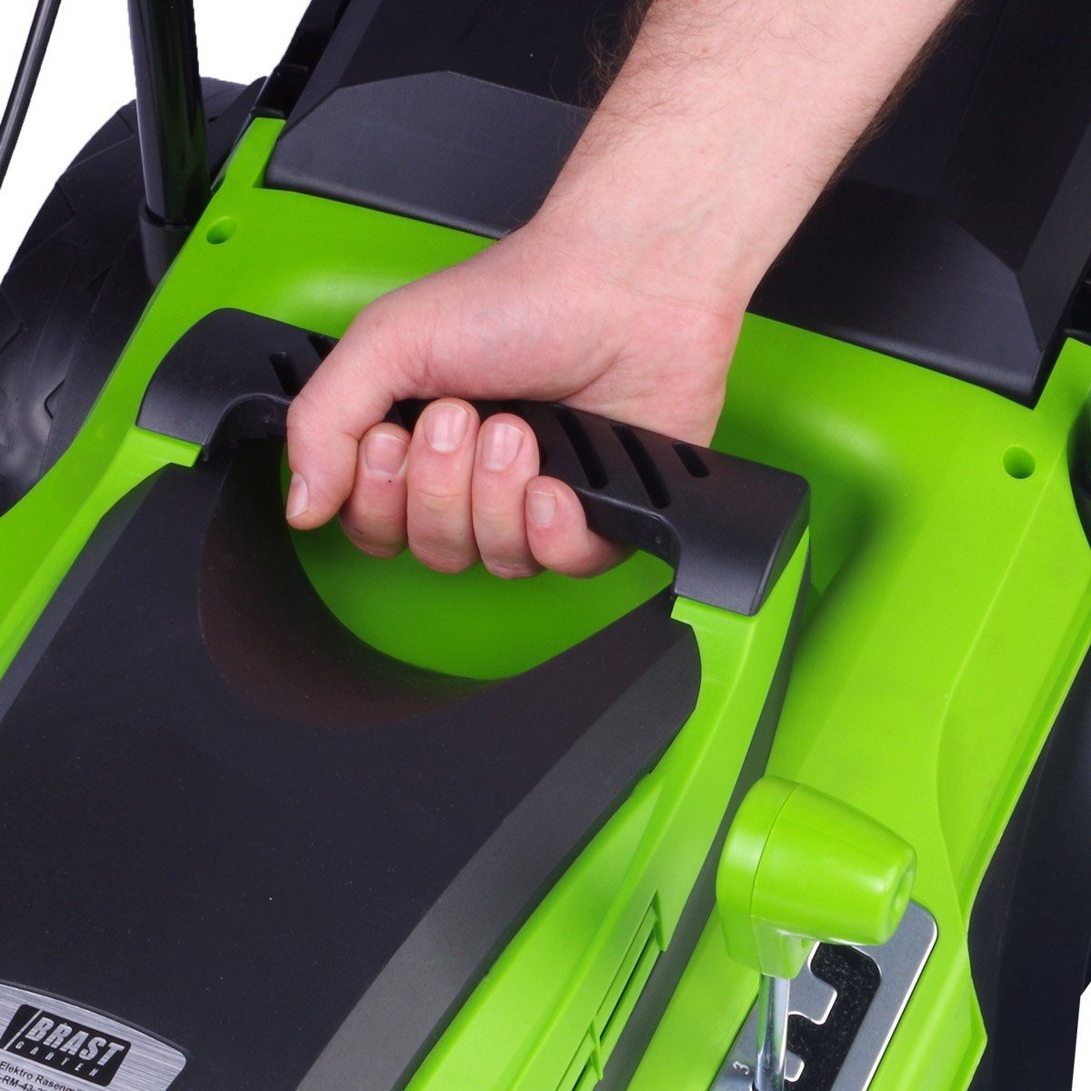 BRAST electric lawnmower, 1800 watts, 38 cm cutting width, 45L grass catcher