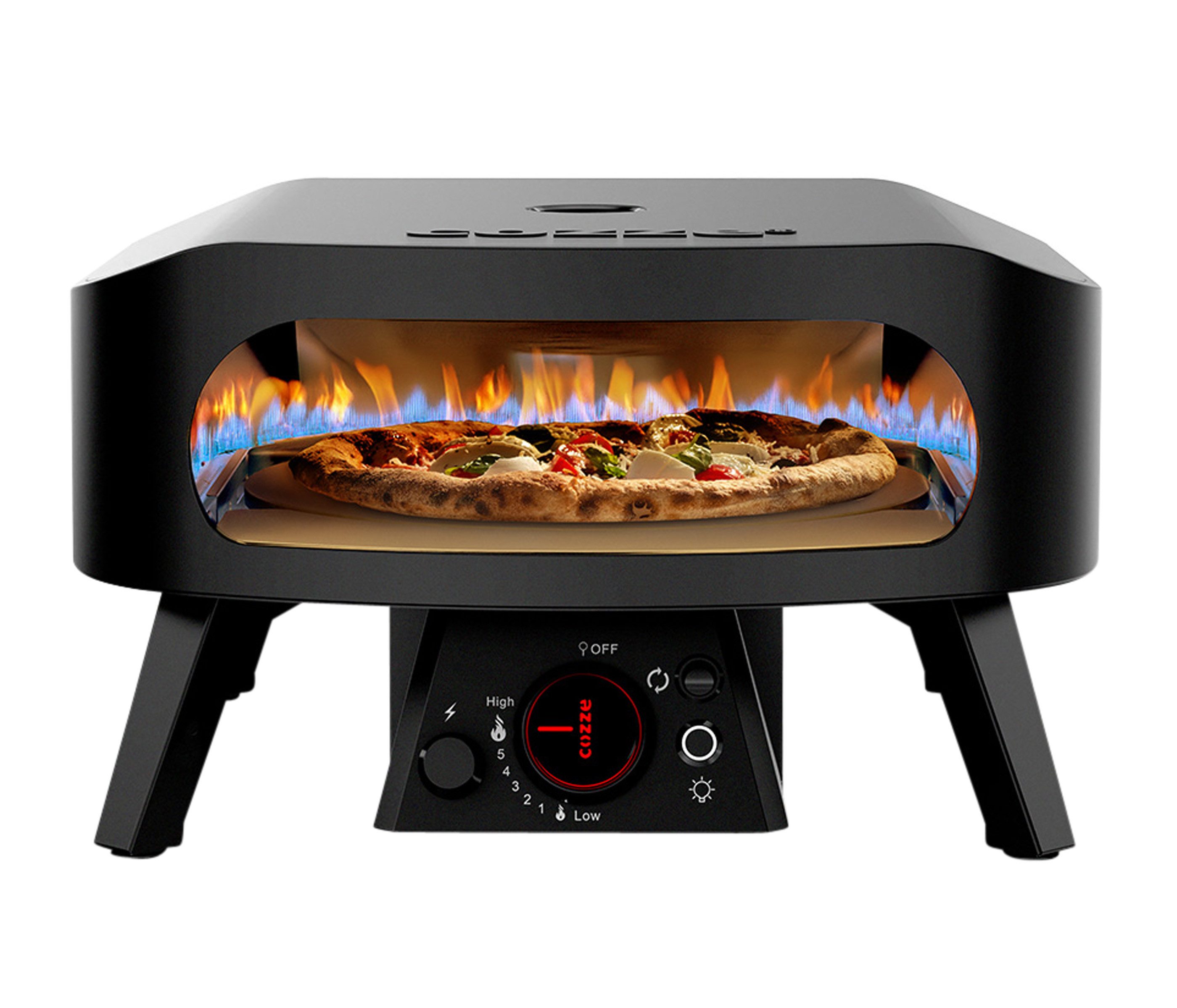 COZZE Pizzaofen Gas-Pizzaofen Classic Black Edition 13", Backtemperatur bis 600°C, inkl. Pizzastein, Grillfläche Ø 34.5 cm, 6 kW