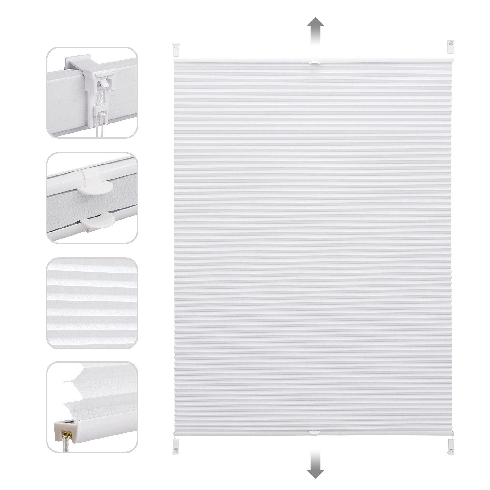 Sekey Plissee Sonnenschutzrollo ohne Bohren Verspannt Blickdicht Lichtschut günstig online kaufen