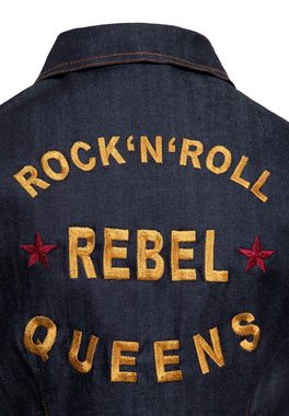 QueenKerosin Etuikleid Rock'N'Roll Rebel Queens mit großer Stickerei