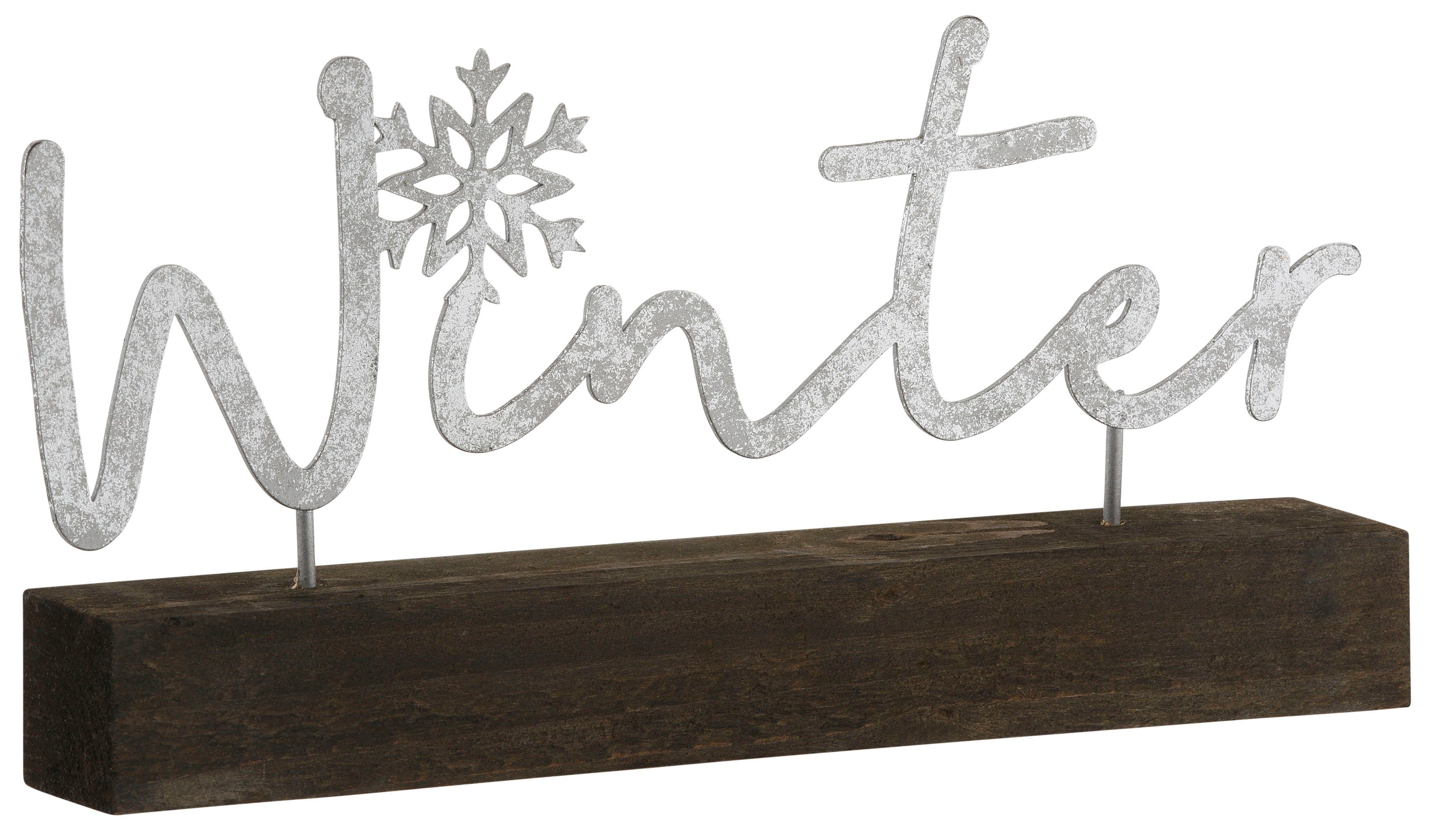 RIFFELMACHER & WEINBERGER Deko-Schriftzug Winter, Weihnachtsdeko, aus Holz und Metall, Länge ca. 29 cm Silber | Deko-Buchstaben