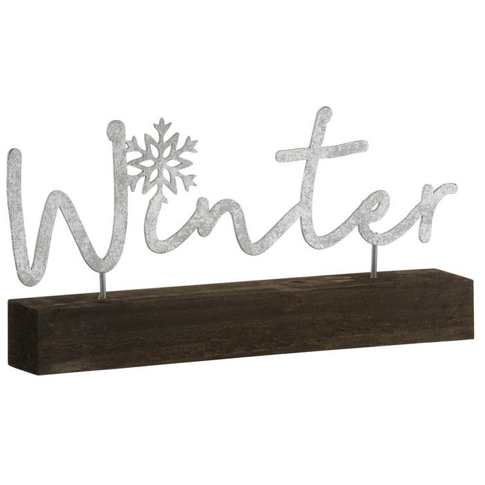 RIFFELMACHER & WEINBERGER Deko-Schriftzug Winter Weihnachtsdeko aus Holz und Metall Länge ca. 29 cm