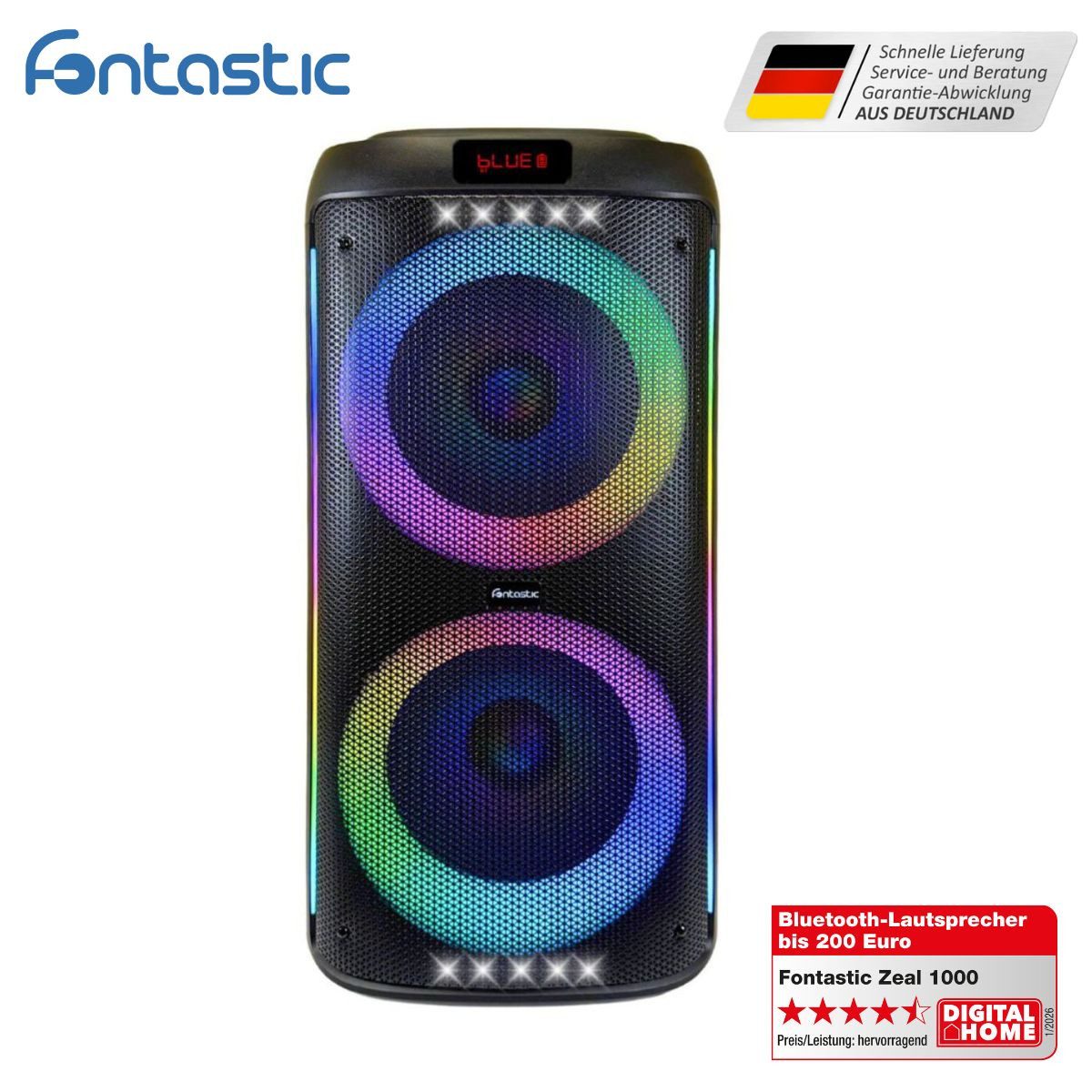 fontastic Partybox ZEAL 1000 Bluetooth-Lautsprecher (100 W)