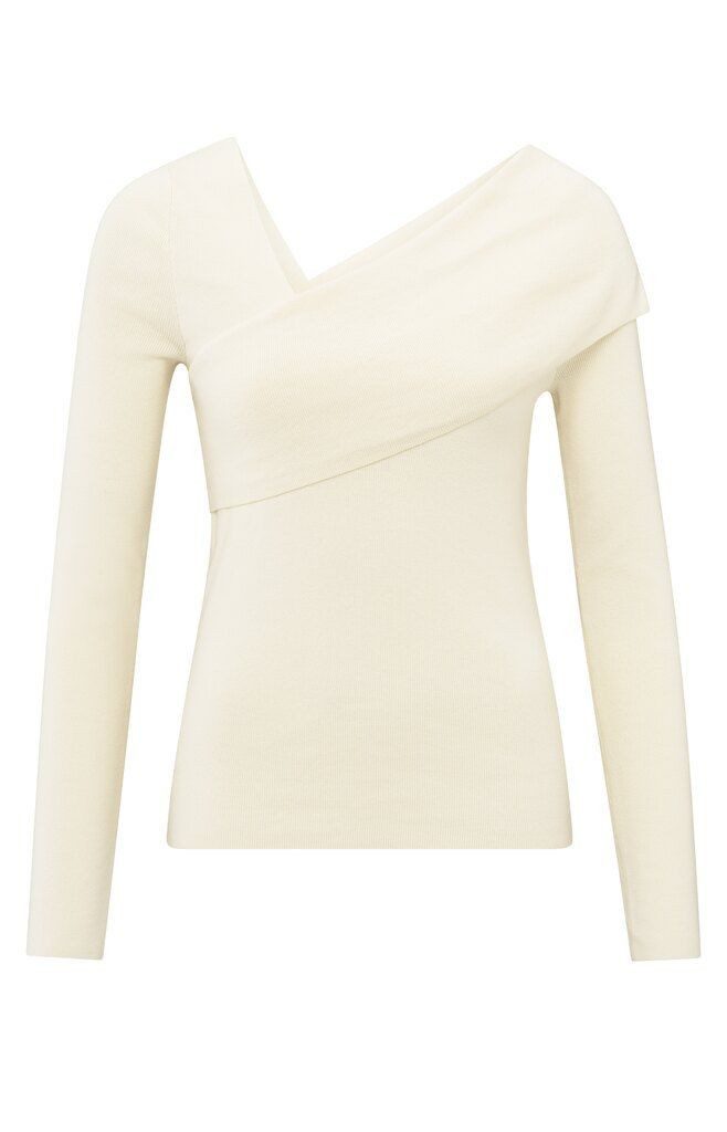 YAYA Langarmshirt Fitted sweater with crossed günstig online kaufen