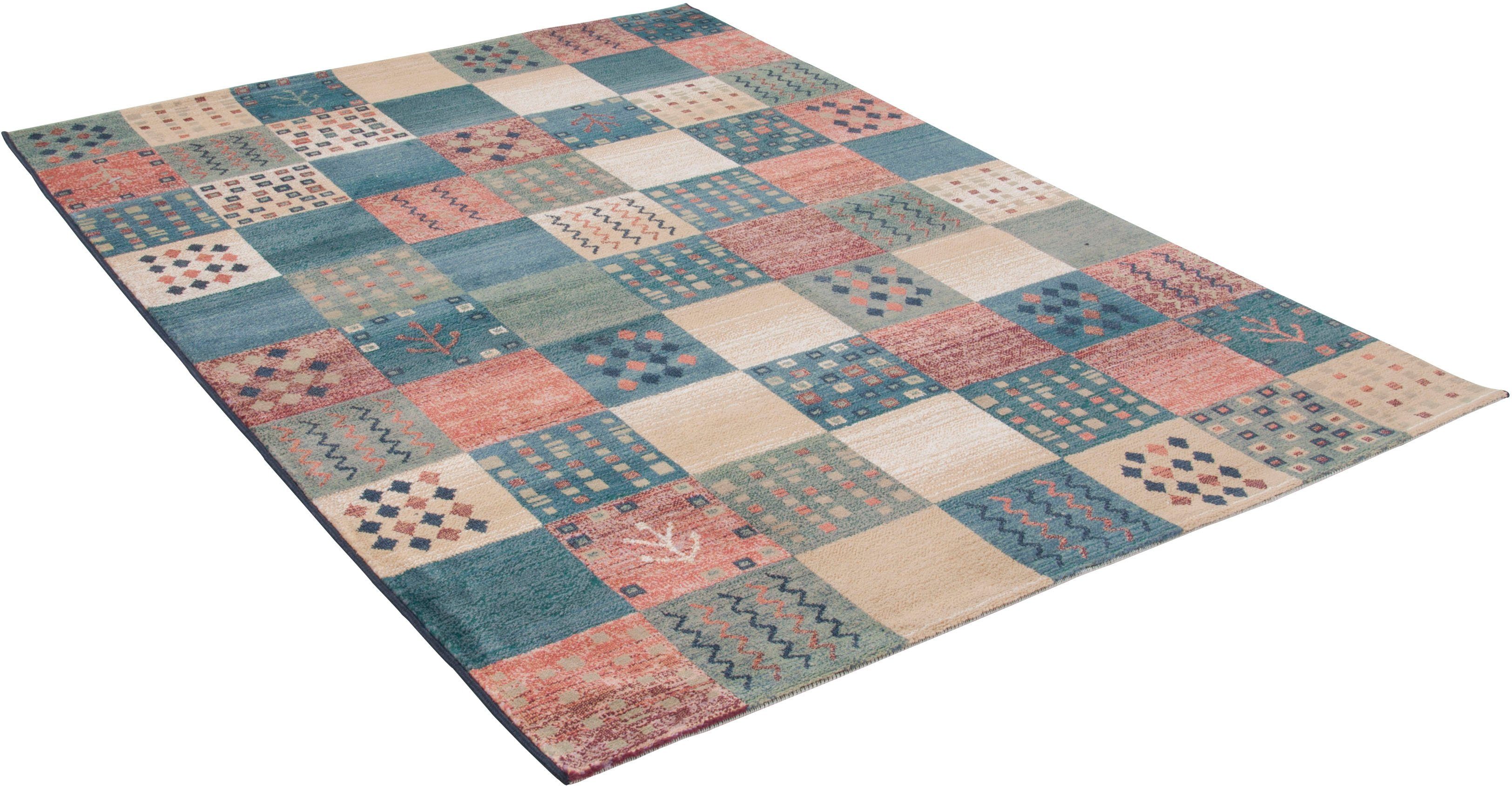THEKO Teppich Gabiro 2274, rechteckig, Höhe: 10 mm, Kurzflor, Patchwork Design, Wohnzimmer