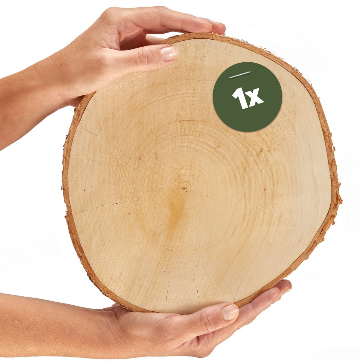 matches21 HOME & HOBBY Bastelnaturmaterial Große 25 cm Baumscheibe 1 Stk. zum Holz-Deko Basteln, (1-tlg), runde Holzscheiben aus massivem EU Birkenholz