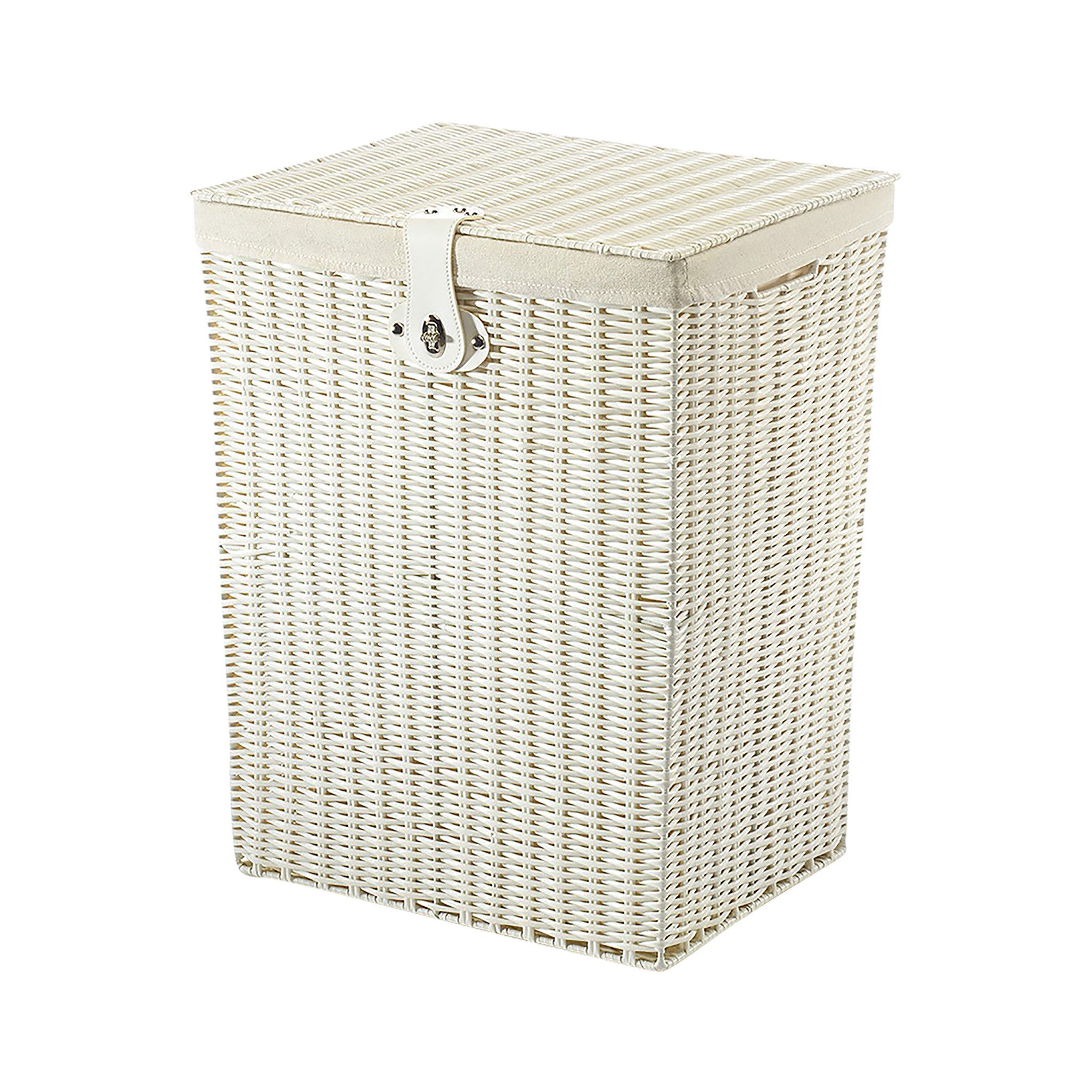Kobolo Wäschekorb Wäschebehälter Korb aus Kunststoff weiß - mit Textileinsa günstig online kaufen