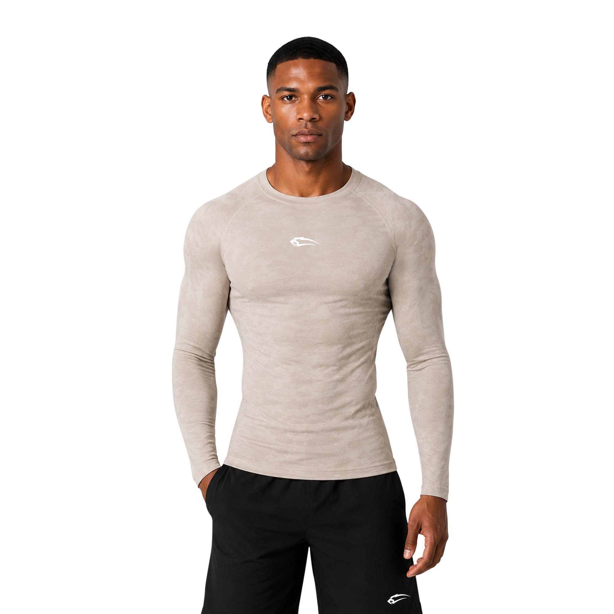 Smilodox Longsleeve Varek Herren, Compressionshirt langarm, Shaped Fit, Camouflage, Gym Compression Fit, Seamless, atmungsaktiv, Body Mapping, Stretch