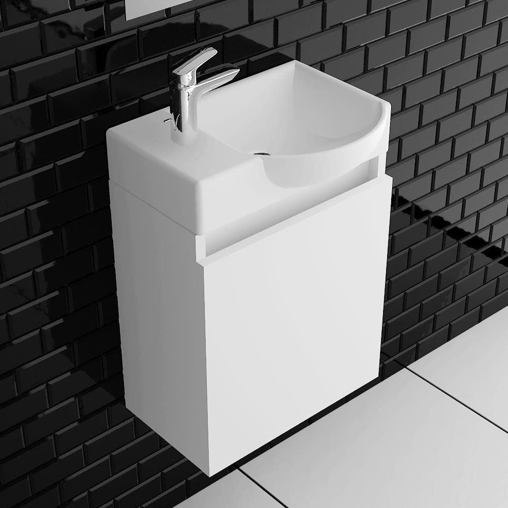 Alpenberger Badmöbel-Set Gäste WC Möbel Set - Waschtisch mit Waschbeckenunt günstig online kaufen