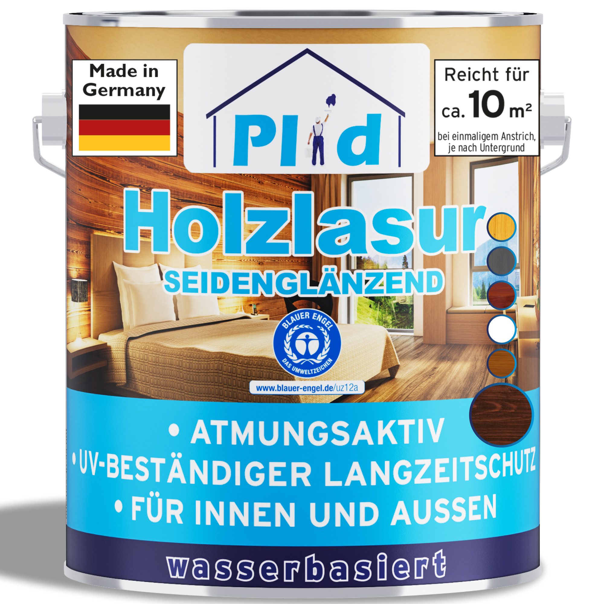 plid Holzschutzlasur Holzlasur Holzschutz Innen/Außen mit UV beständigem Langzeitschutz, Schnelltrocknend
