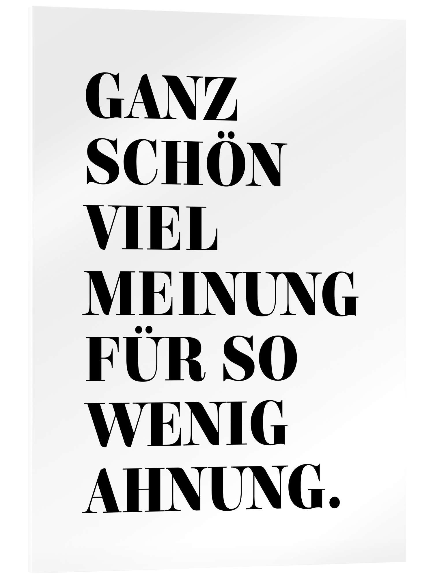 Posterlounge Wandbild Ganz schön viel Meinung für so wenig Ahnung., Typobox, erhältlich als Poster, Leinwandbild, Wandsticker oder Acrylglasbild