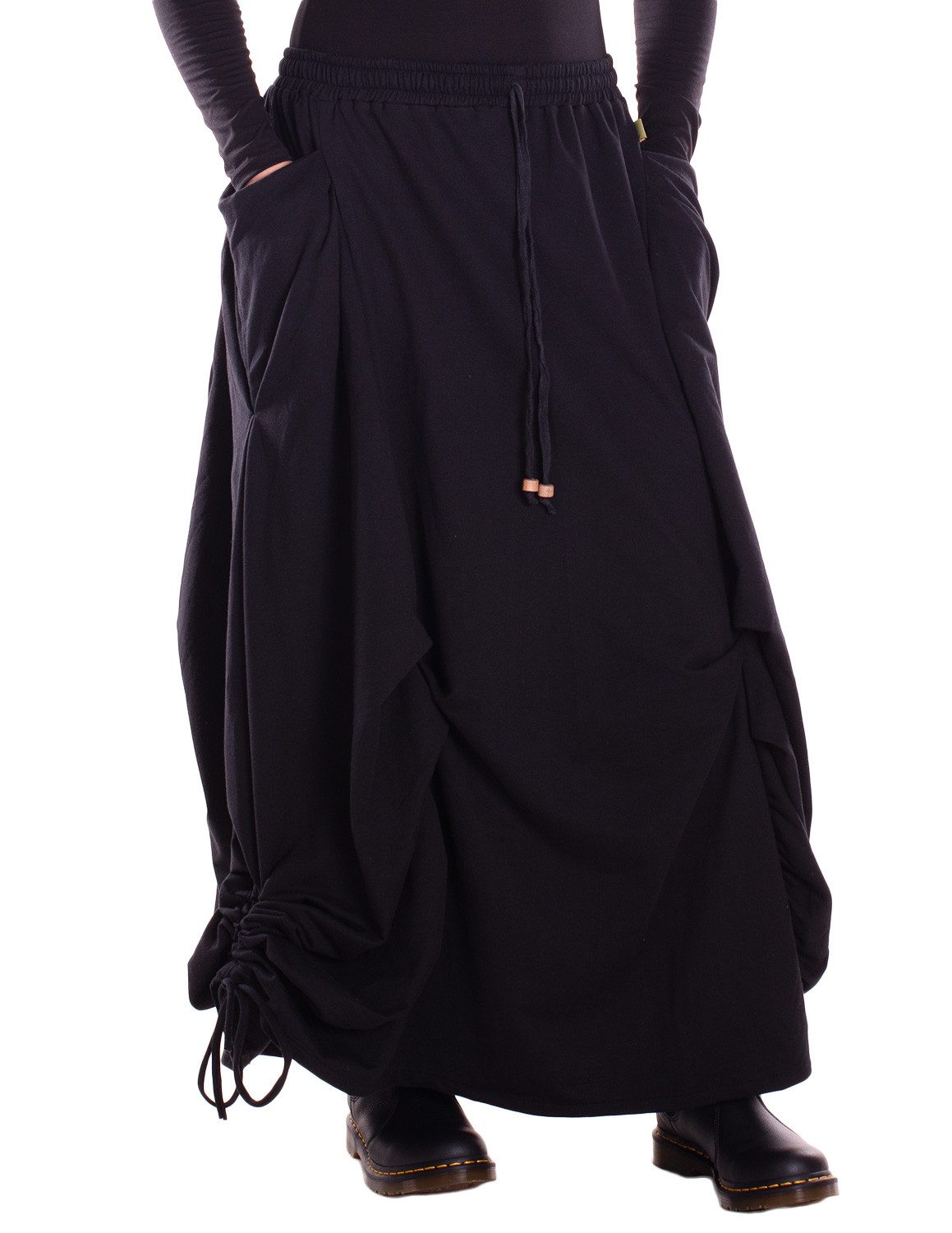 Vishes Maxirock Baumwolle asymmetrisch langer warmer Rock Lagenlook Taschen günstig online kaufen