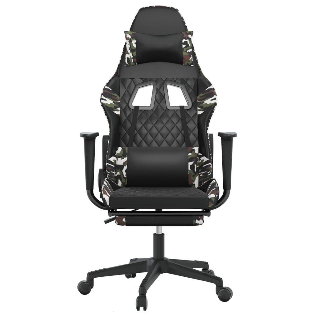 furnicato Gaming-Stuhl Schwarz und Tarnfarben 64x60x(117-127) cm (1 St), Bürostuhl mit Liegefunktion, Fußstütze und 360-Grad-Drehfunktion