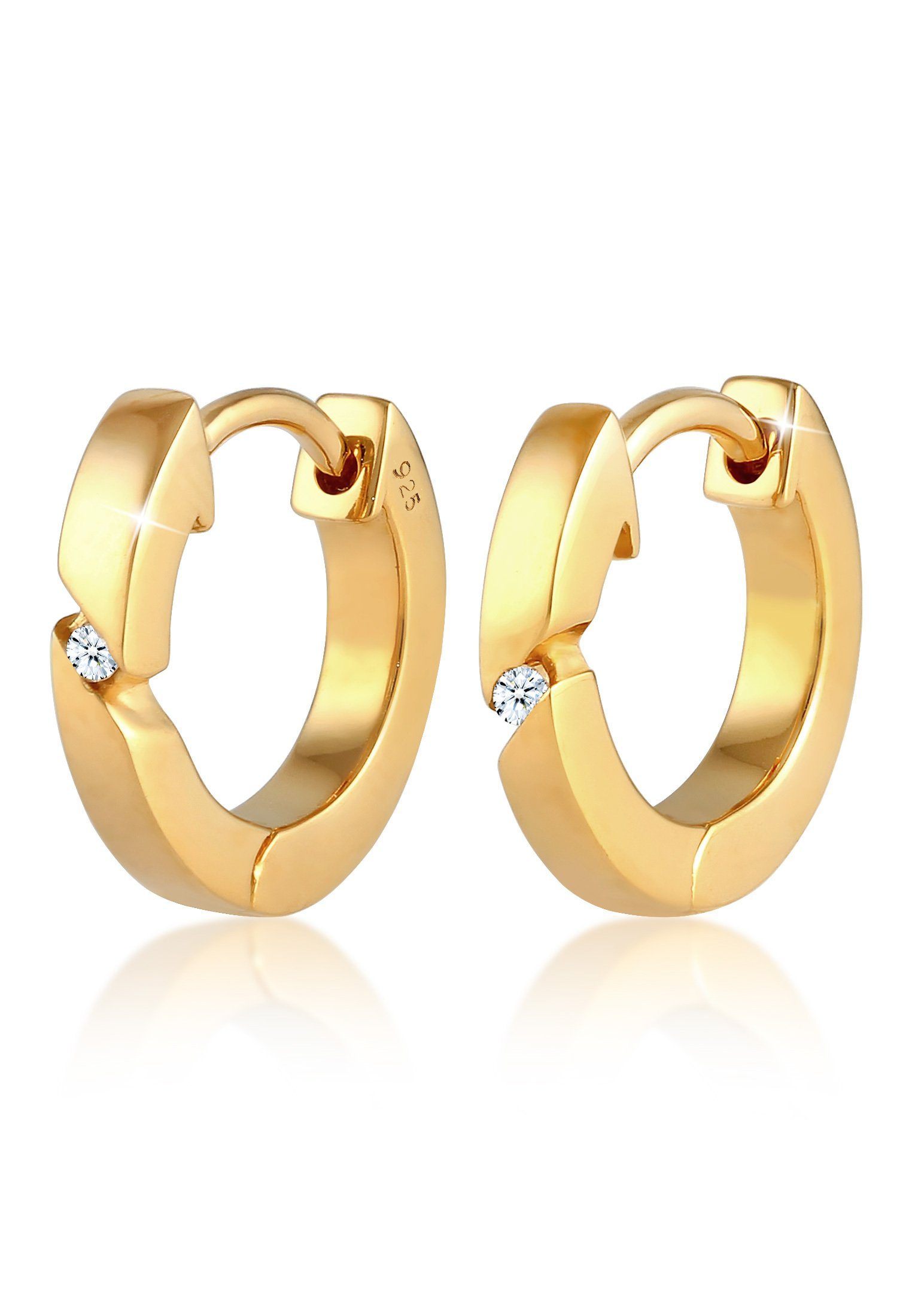 Elli DIAMONDS Paar Creolen Creolen Basic Diamant (0.03 ct) 925 Silber