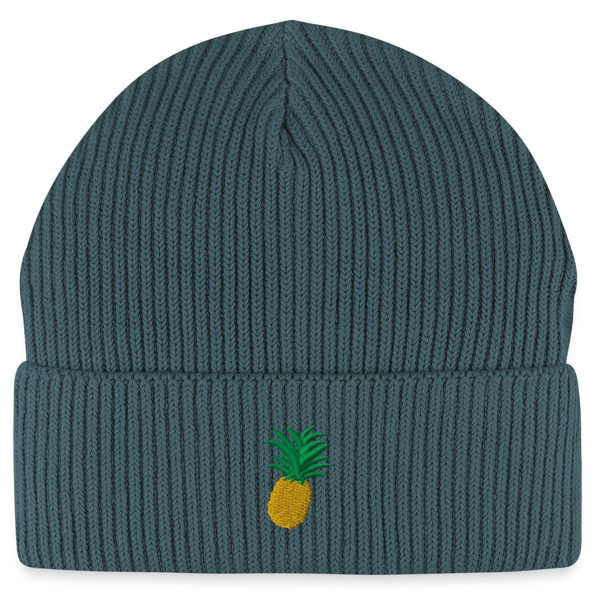 Beanie Ananas Stickerei Fisherman Beanie Bio Mütze