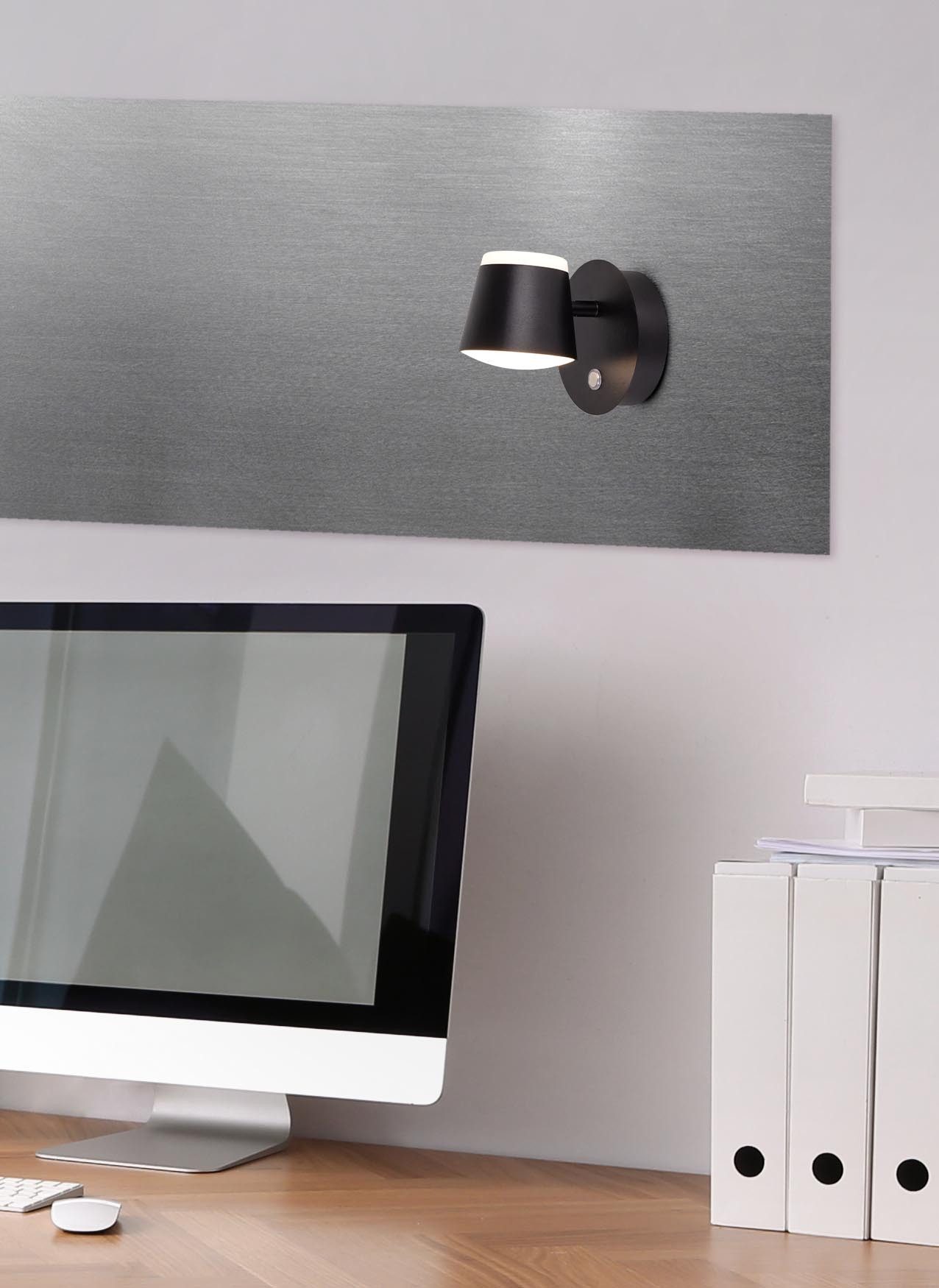 näve LED Wandleuchte Tondo, Dimmfunktion, Memoryfunktion, USB-Ladefunktion, LED fest integriert, Warmweiß, magnetisch, Akku Aufladung per USB-C Kabel, dimmbar per touch, Memory