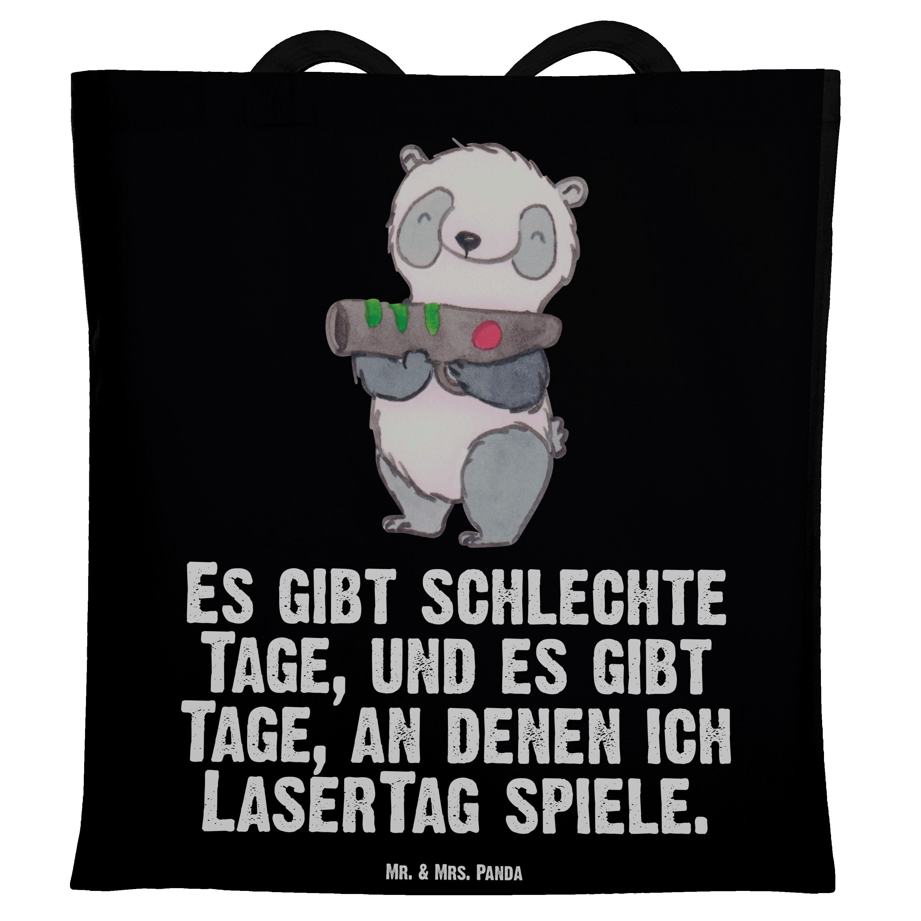 Mr. & Mrs. Panda Tragetasche Panda LaserTag Tage - Schwarz - Geschenk, Dankeschön, Laser Tag Party (1-tlg)