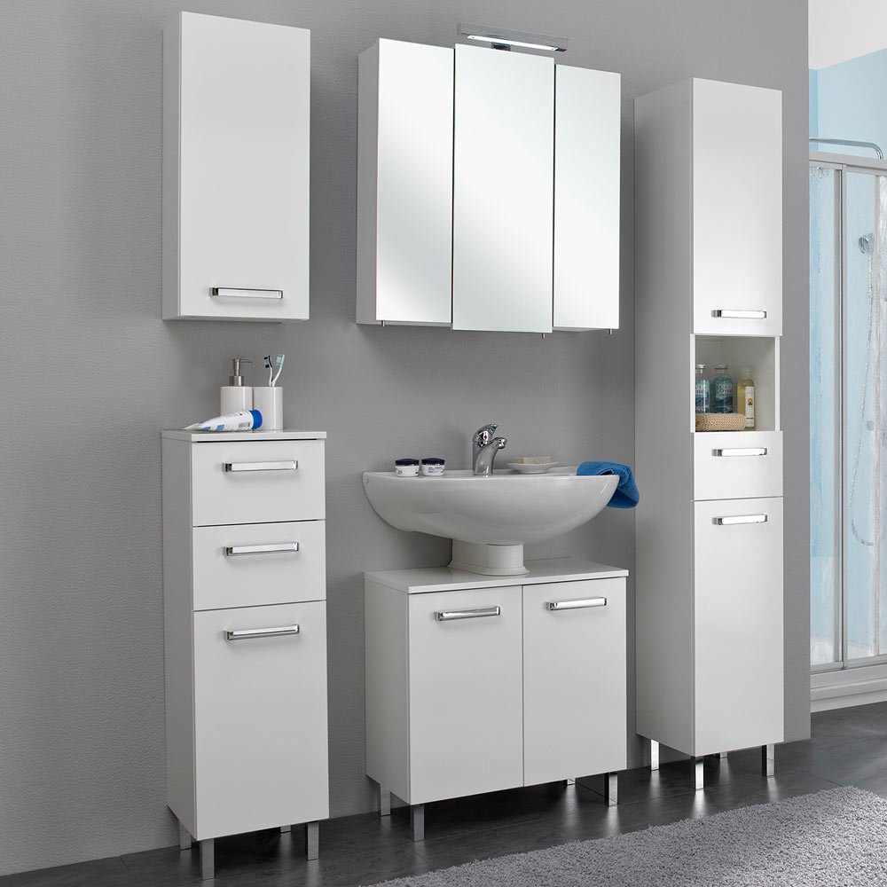 Lomadox Unterschrank WARSCHAU-66 Badezimmer Seitenschrank glänzend weiß - in B/H/T: 30/100,5/33cm