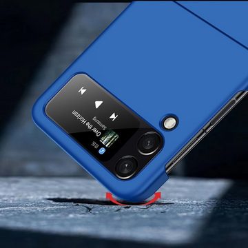 Wigento Handyhülle Samsung Galaxy Z Flip4 5G Kunststoff Design Hart Hülle Handy Tasche Hülle Etuis Hellblau
