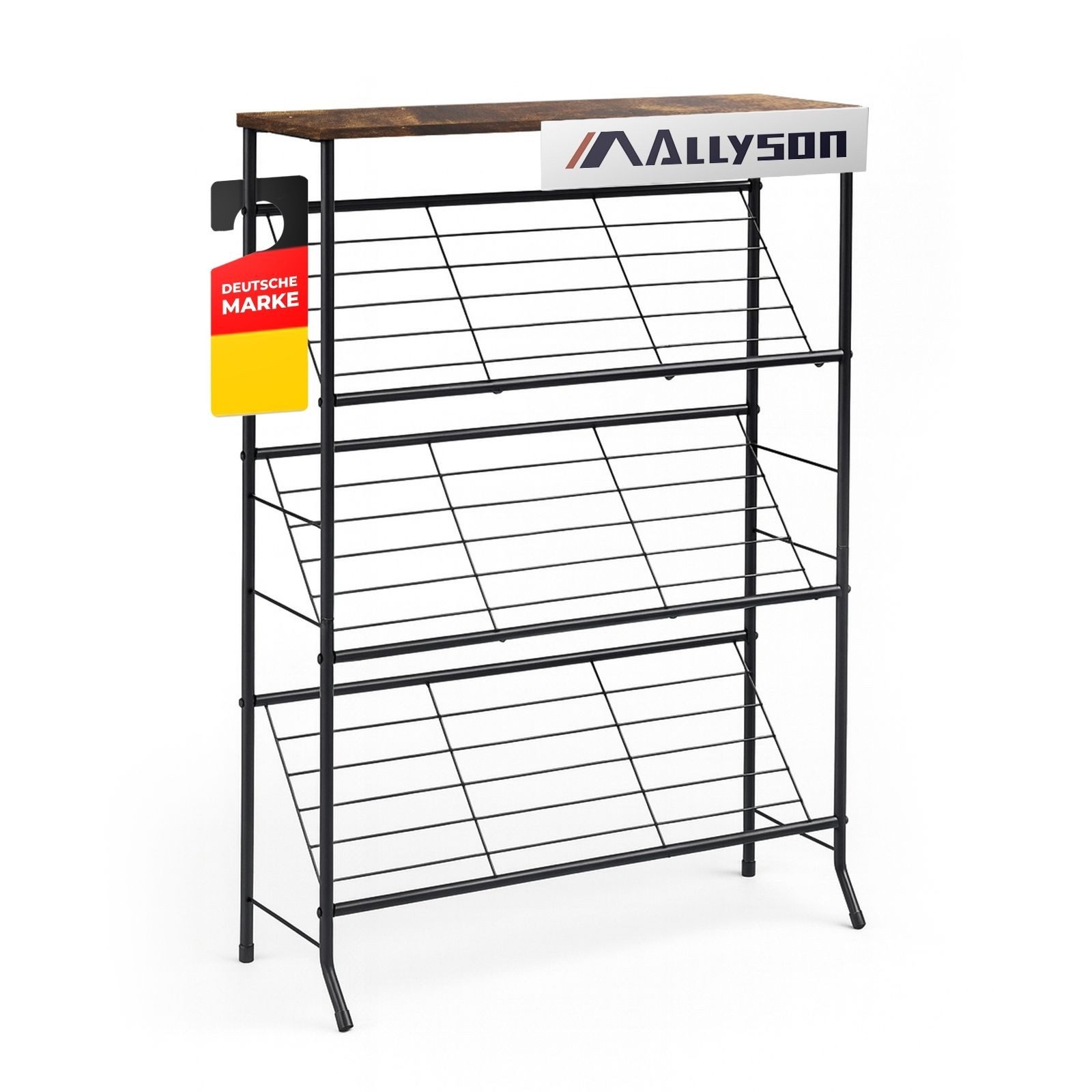 Allyson Schuhregal Schuhschrank Schmaler Schuhkipper, Vintage Braun (70x24x90cm)