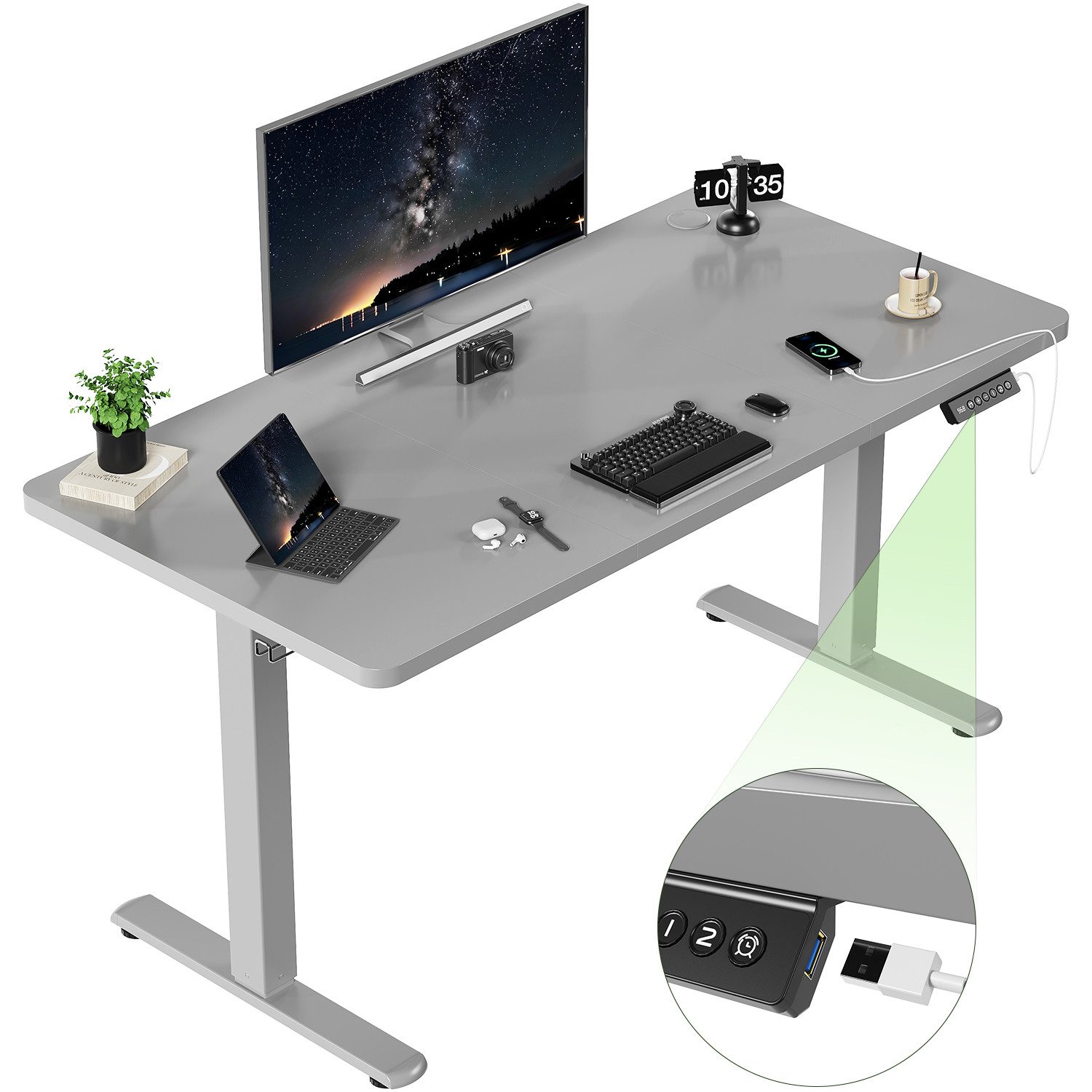 HOMALL Schreibtisch Höhenverstellbarer mit USB-Ladefunktion und günstig online kaufen