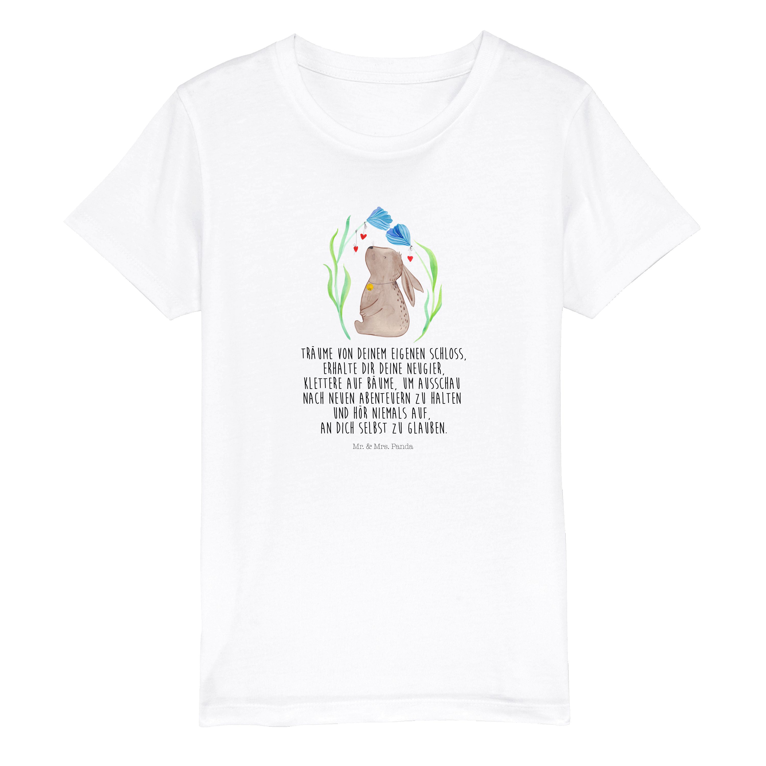 Mr. & Mrs. Panda T-Shirt Hase Blume - Weiß - Geschenk, Osterhase, Taufe, Ostergeschenke, Kanin (1-tlg)