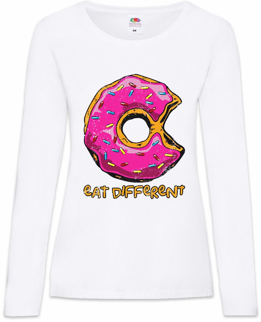Langarmshirt Eat Different II Damen Langarmshirt Donut Fun Computer Think Anders