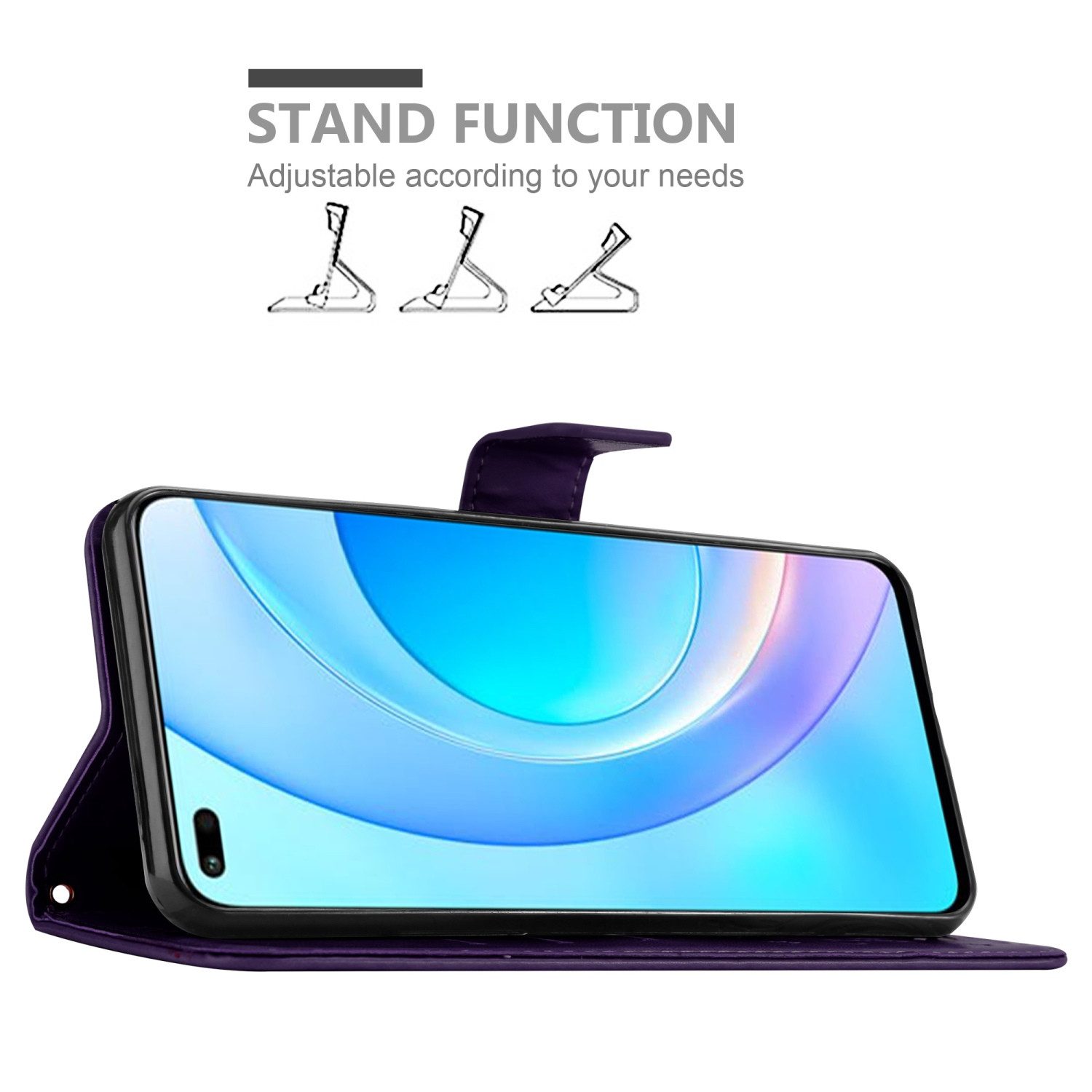 Cadorabo Handyhülle für Honor 50 LITE Hülle Honor 50 LITE, Hülle Schutzhülle Blumen Flower mit Standfunktion Kartenfach Magnet