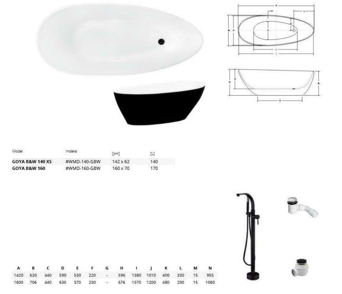 Xlmoebel Badewanne Freistehende Badewanne in elegantem Design aus hochwertigem Material, (1-tlg), Hergestellt in Europa