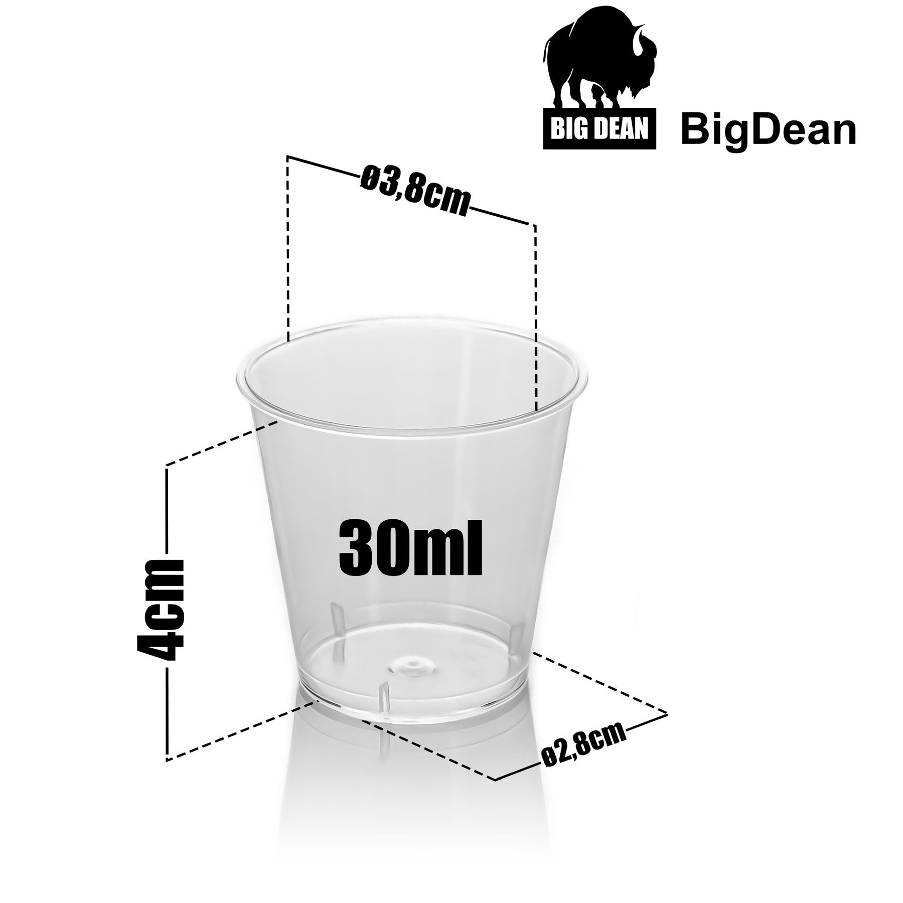 BigDean Schnapsglas 200 Stück Shotgläser Plastik 3cl, 200-tlg., Kunststoff, Party Shotglas, Plastik, BPA-Frei, Bruchsicher, Wiederverwendbar