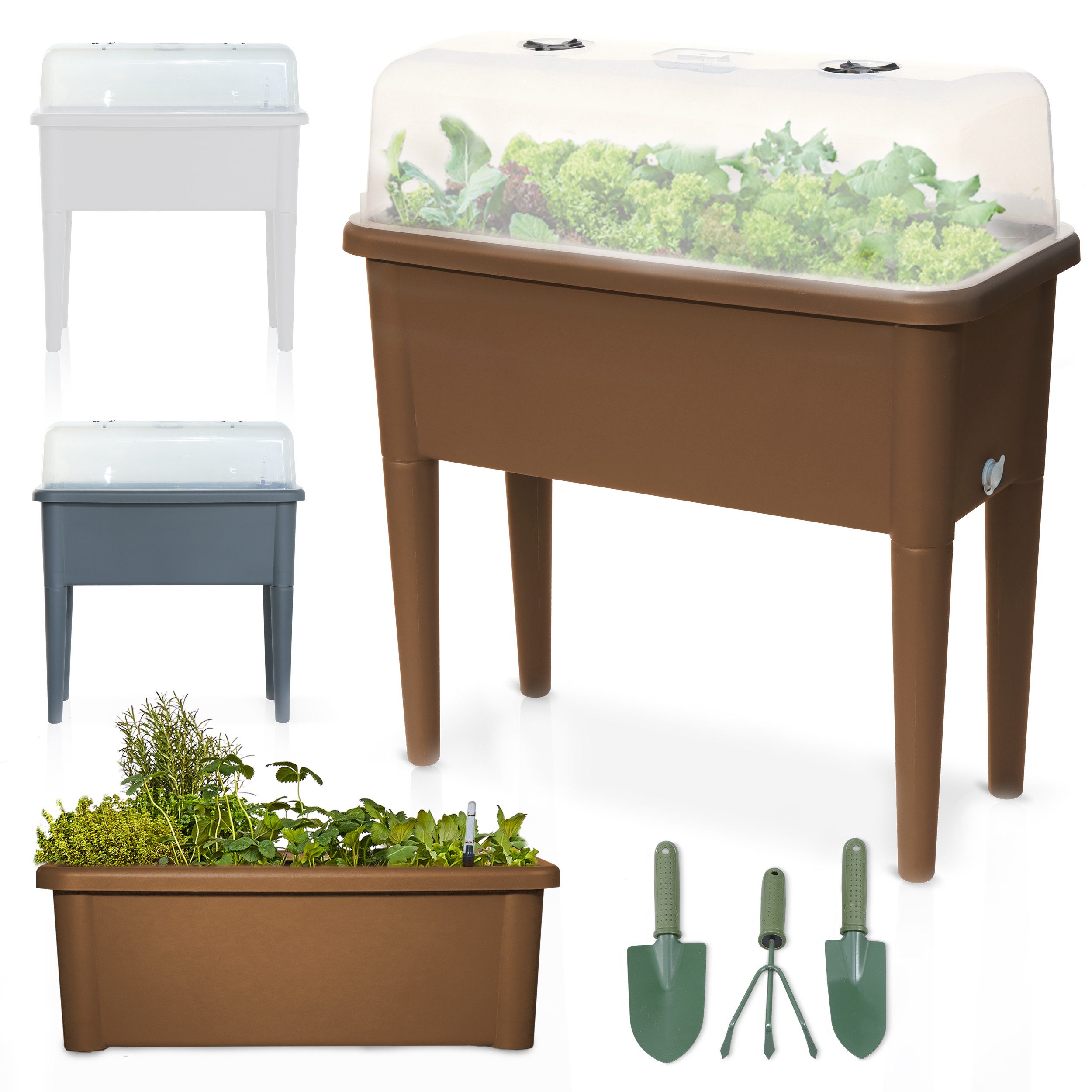 Onbest Hochbeet Kunststoff mit Deckel 76x66,5x37cm, wetterfest, inklusive G günstig online kaufen