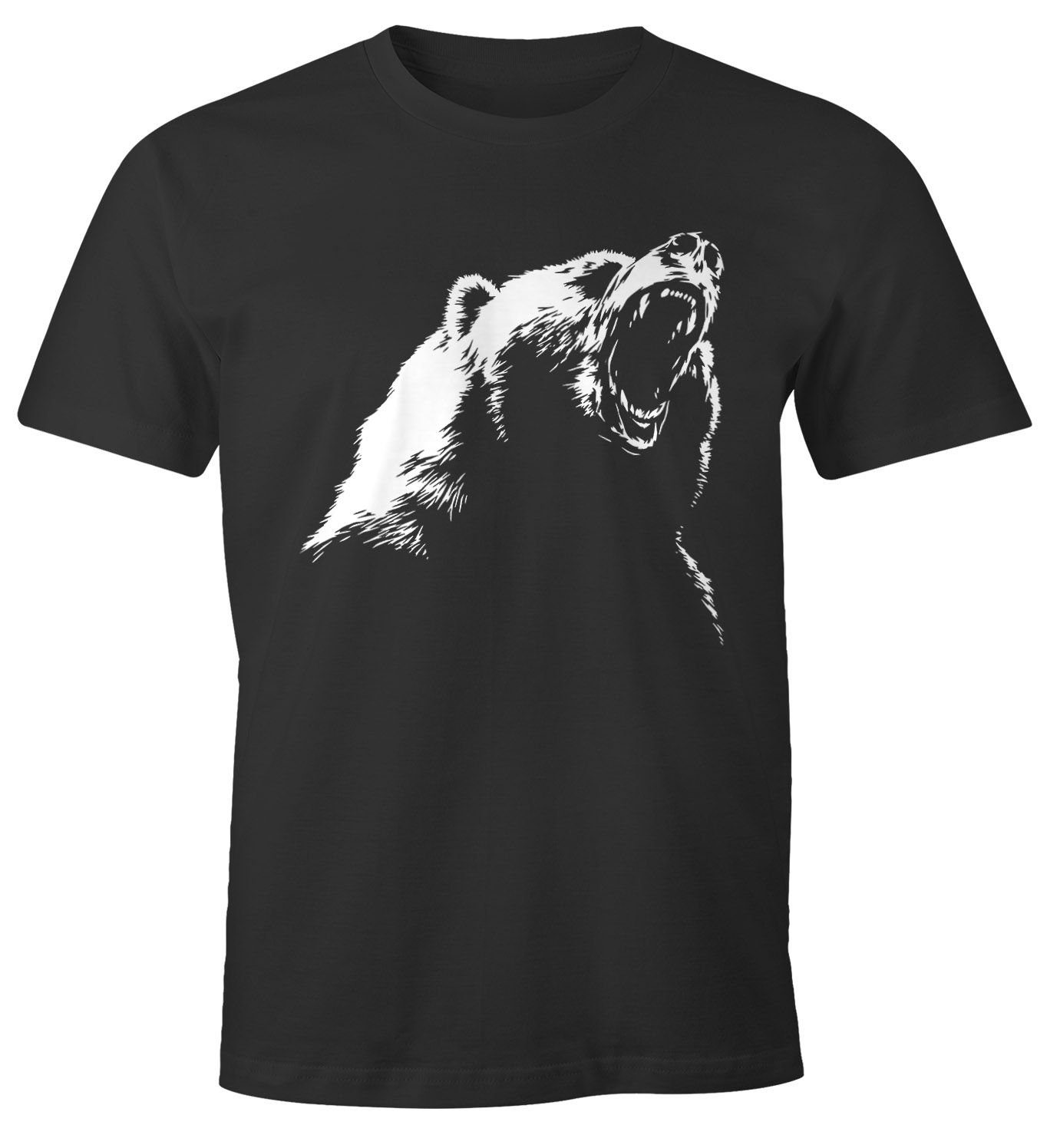 MoonWorks Print-Shirt Herren T-Shirt Grizzly Bär Moonworks® mit Print schwarz