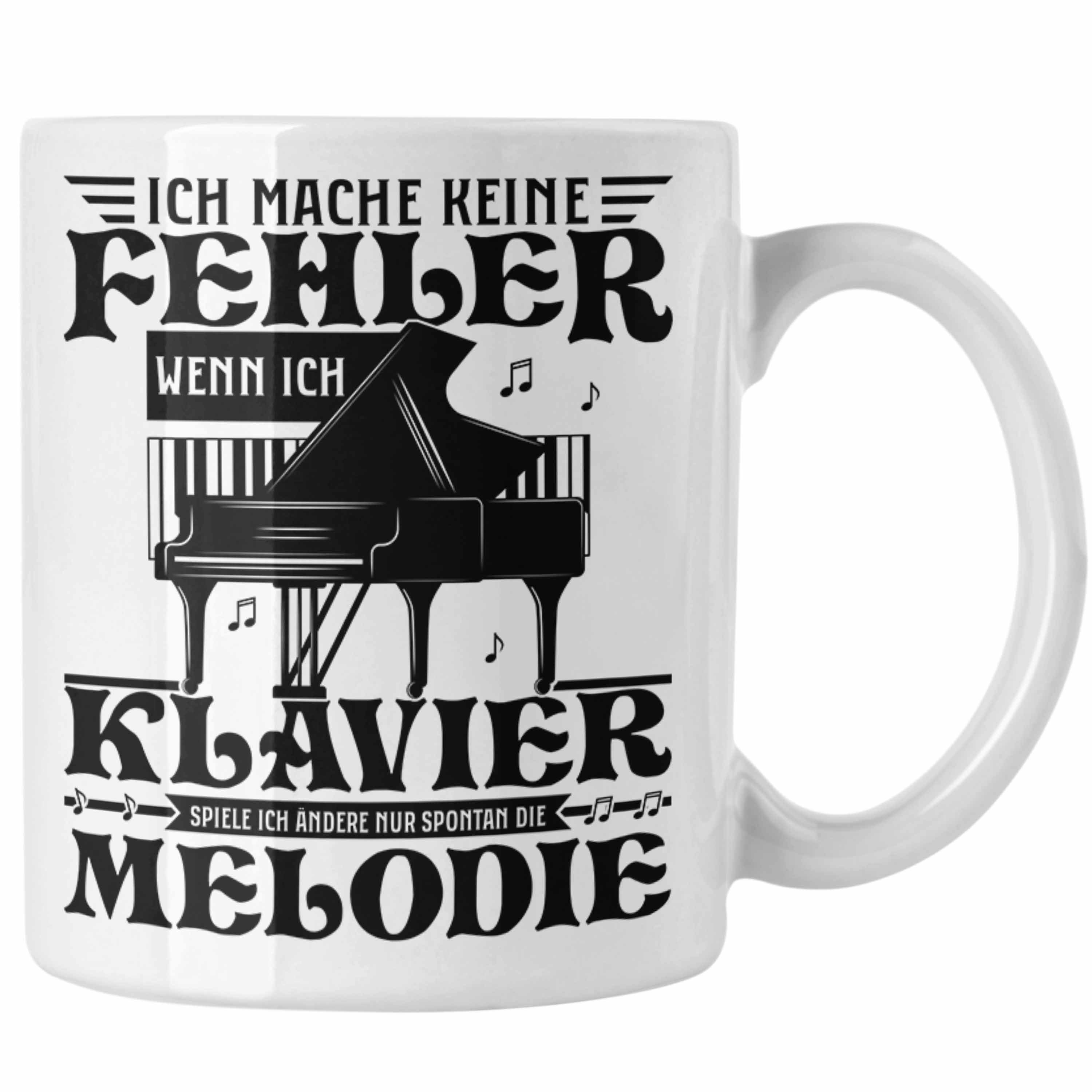 Trendation Tasse Klavier-Spieler Tasse Geschenk Klavier Kaffee-Becher Geschenkidee Flüg Weiss