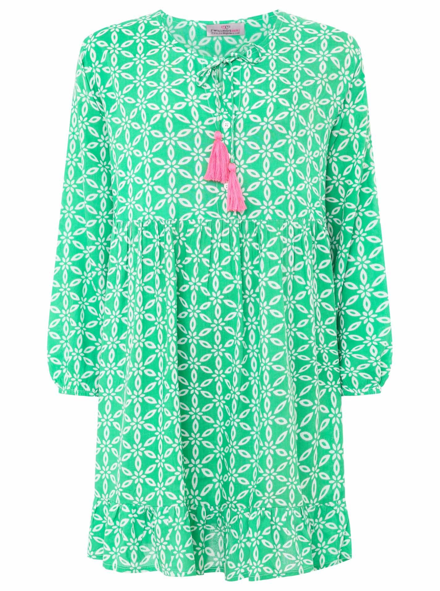 Zwillingsherz Sommerkleid "Stargazing" mit Muster, langen Ärmeln und Tassel günstig online kaufen