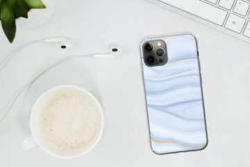 MuchoWow Handyhülle Marmor - Welle - Blau - Muster - Marmoroptik - Pastell, Handyhülle Apple iPhone 12 Pro, Smartphone-Bumper, Print, Handy
