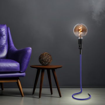 JUST LIGHT Tischleuchte, Leuchtmittel nicht inklusive, Tischlampe Tischleuchte Beistelllampe Kabel Design blau H 46,5 cm